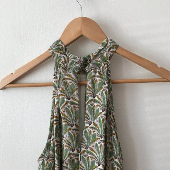 Anthropologie Maddie Halter Romper Green Fern Palm Print - Picture 9 of 10